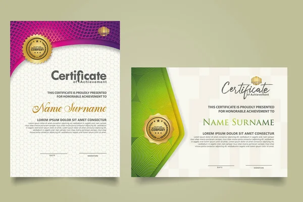 Set Certificate Template Luxury Ornament Modern Texture Pattern Background Diploma — 图库矢量图片