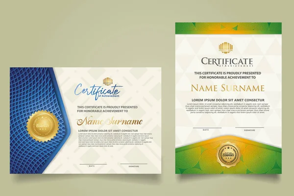 Set Certificate Template Luxury Ornament Modern Texture Pattern Background Diploma — Vetor de Stock