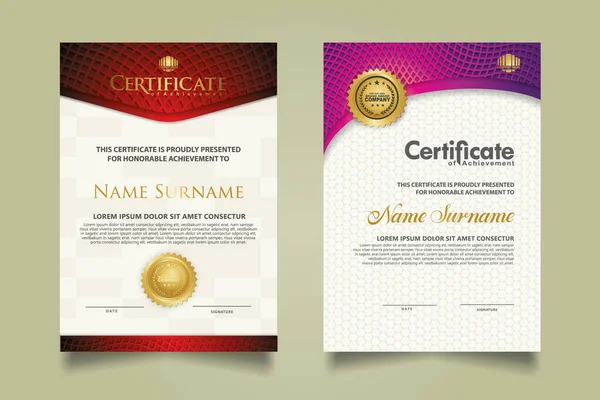Set Certificate Template Luxury Ornament Modern Texture Pattern Background Diploma — стоковый вектор