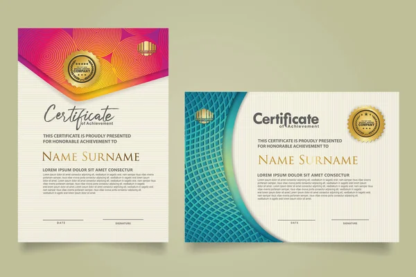Set Certificate Template Luxury Ornament Modern Texture Pattern Background Diploma — Vetor de Stock
