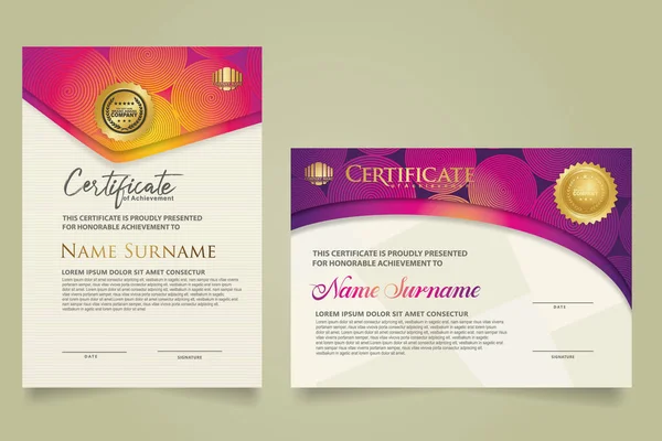 Set Certificate Template Luxury Ornament Modern Texture Pattern Background Diploma — Stock vektor