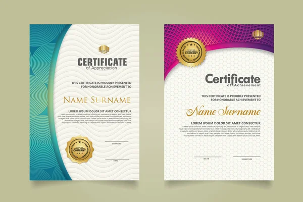 Set Certificate Template Luxury Ornament Modern Texture Pattern Background Diploma — Διανυσματικό Αρχείο