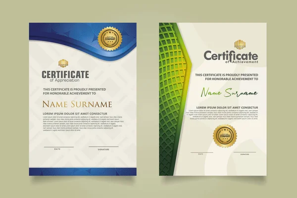 Set Certificate Template Luxury Ornament Modern Texture Pattern Background Diploma — Vector de stock