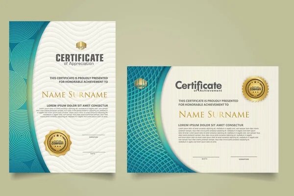 Set Certificate Template Luxury Ornament Modern Texture Pattern Background Diploma — Image vectorielle