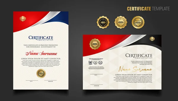 Modèle Certificat Moderne Avec Belle Combinaison Couleurs Sur Fond Forme — Image vectorielle