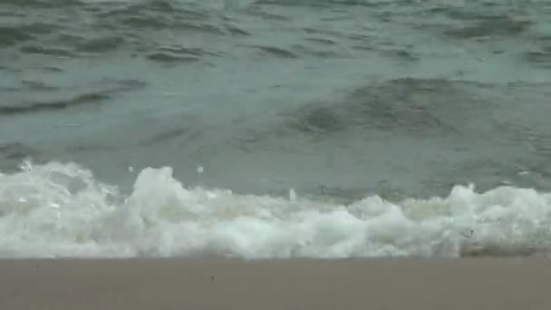 Éclaboussures de vagues de mer en atteignant le rivage — Video