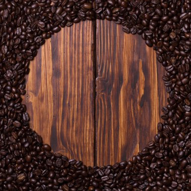 Round frame made of coffee