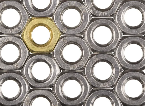 Golden screw nut — Stock Photo, Image