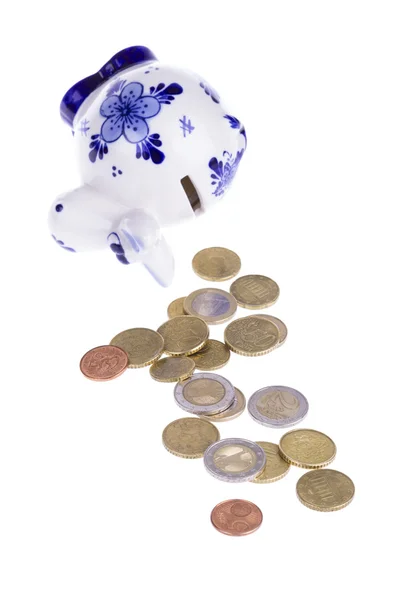 Coins and moneybox — Stock Photo, Image