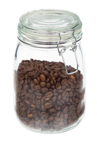 Granos de café en un frasco —  Fotos de Stock