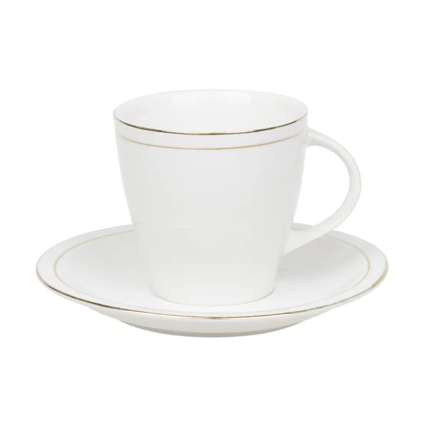 Біла чашка кави і блюдце — стокове фото
