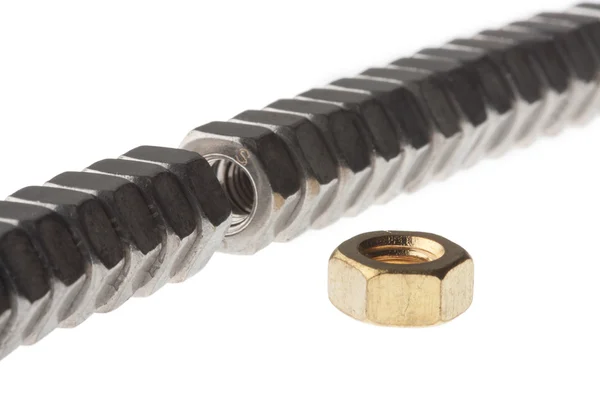 Golden screw nut — Stock Photo, Image