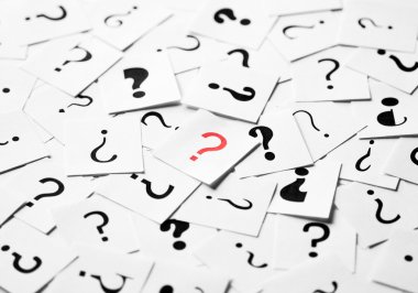 Red question mark with black questions