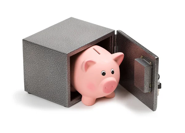 Piggy bank in veilige — Stockfoto