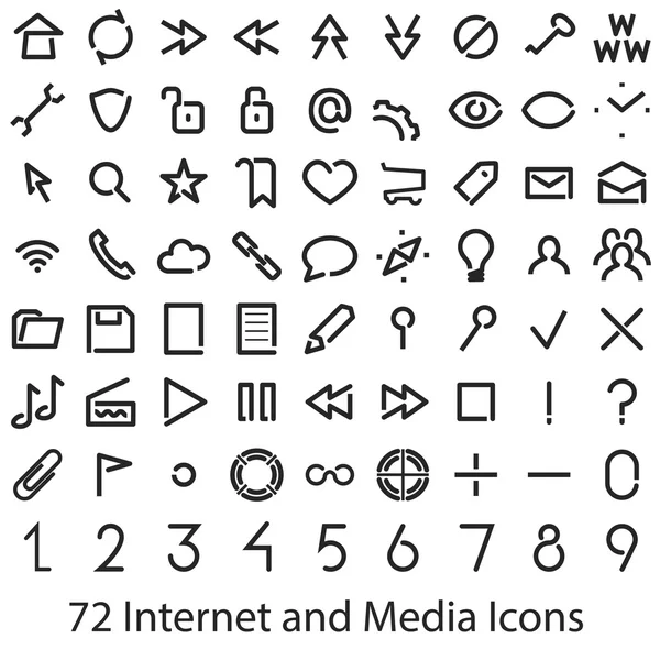 Iconos de interfaz de Internet y los medios de comunicación — Vector de stock