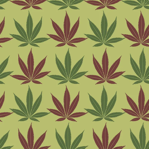 Feuilles rouge et kaki de la marijuana — Image vectorielle