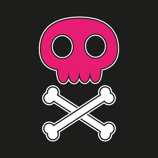 Pink skull with crossbones — Stock Vector
