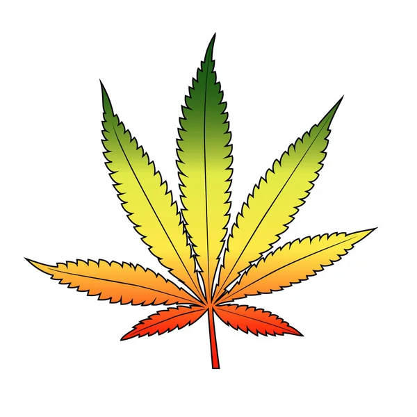 Cannabis leaf with rastafarian flag — Stock Vector
