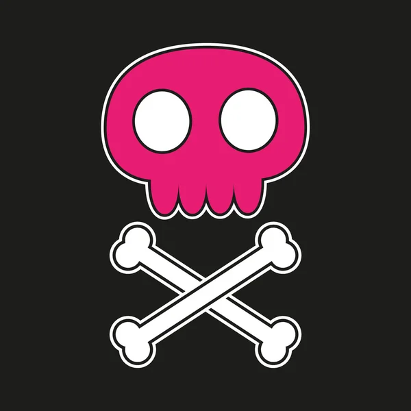 Pink skull with crossbones — Stock Vector