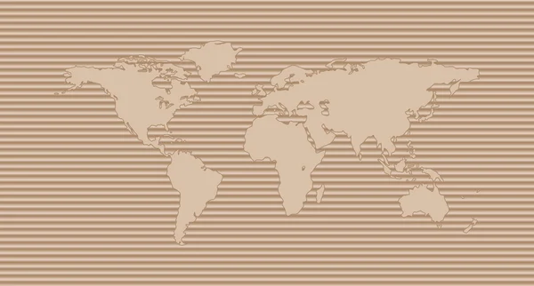 World map on cardboard — Stock Vector