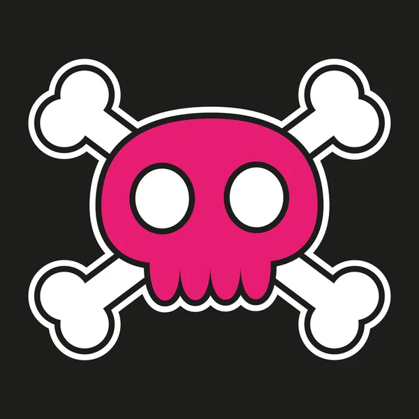 Pink skull with crossbones — Stock Vector