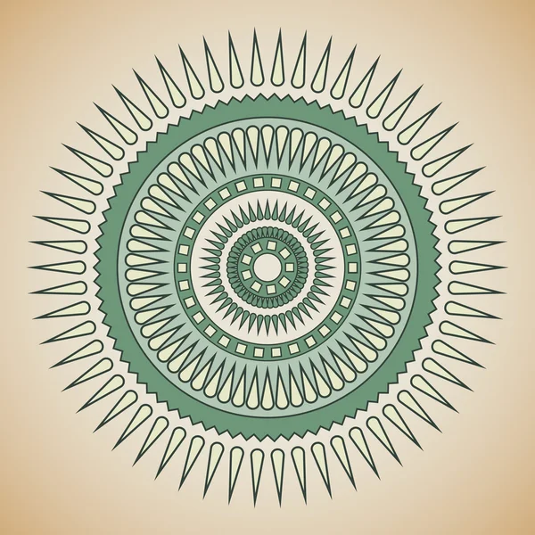 Green and beige tribal circle — Stock Vector