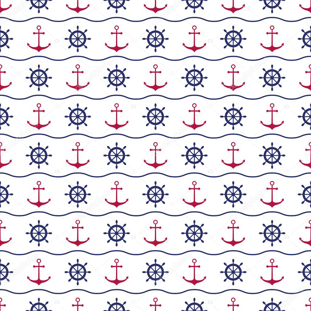 Red anchors and blue ship wheels