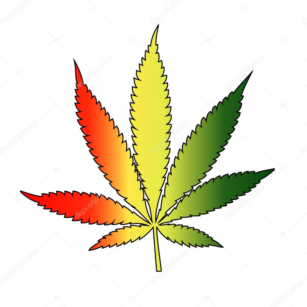 Cannabis leaf with rastafarian flag