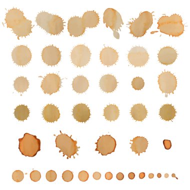 Kahve Lekesi kümesi üzerinde beyaz izole.