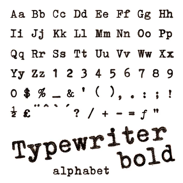 Alfabeto bold (realce) de máquina de escrever. — Fotografia de Stock