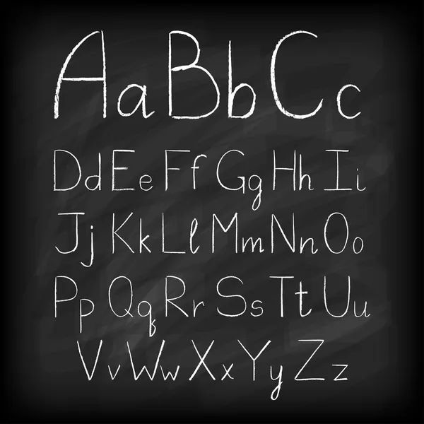 Tiza tablero dibujado a mano alfabeto . — Vector de stock