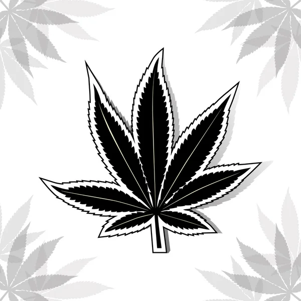 Black cannabis leaf. — Stock Vector