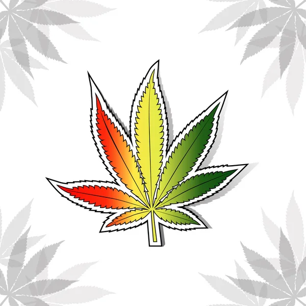 Cannabis leaf with rastafarian flag colors — Stock Vector