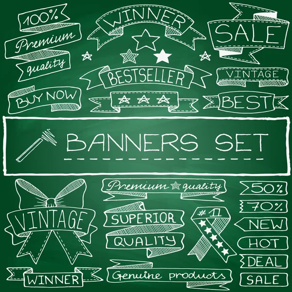 Hand drawn banner and tag icons — Stock Vector