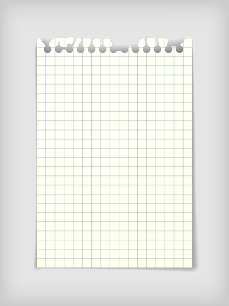 Checkered note paper sheet — Stock Vector