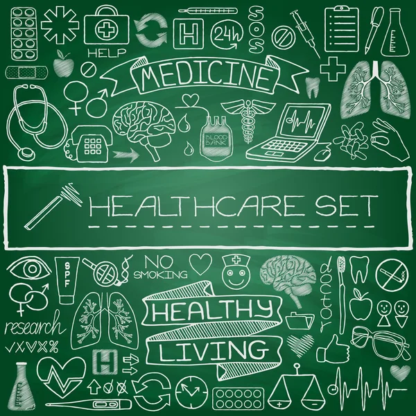 Hand drawn medical set of icons — Stock Vector