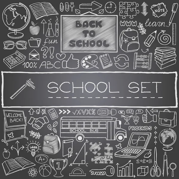 Hand drawn school icons — Stock Vector