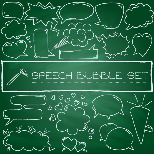 Doodle burbujas de discurso con los corazones y las nubes — Archivo Imágenes Vectoriales