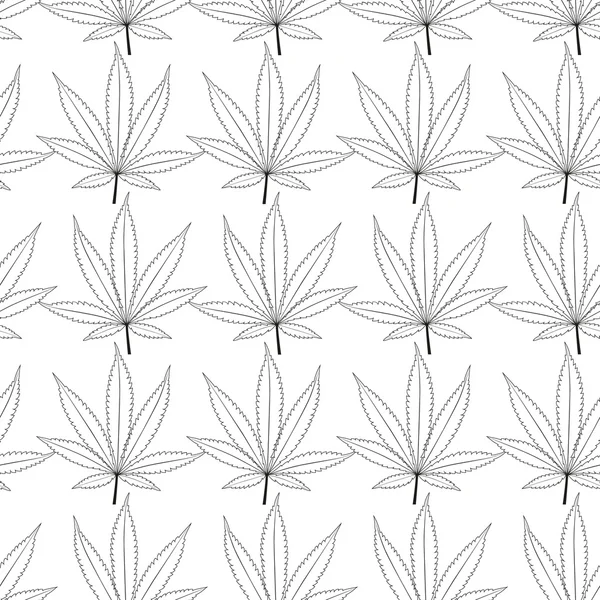 Seamless texture of marijuana leaves sketched on white backgroun — Stock Vector