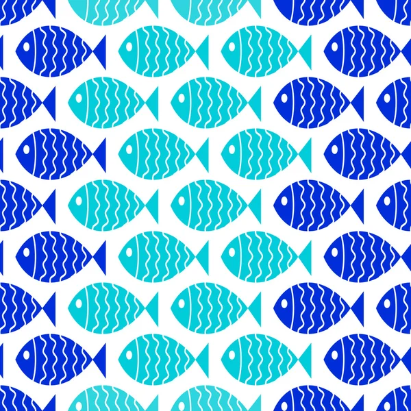 Seamless nautical pattern with fish. — Stock Vector