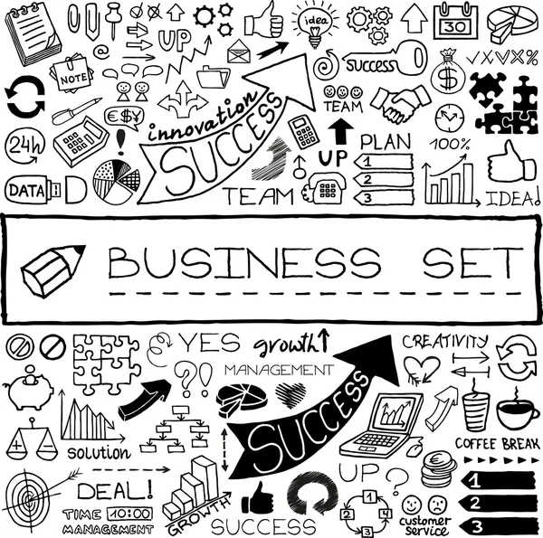 Handgezeichnete Business Reihe von icons — Stockvektor