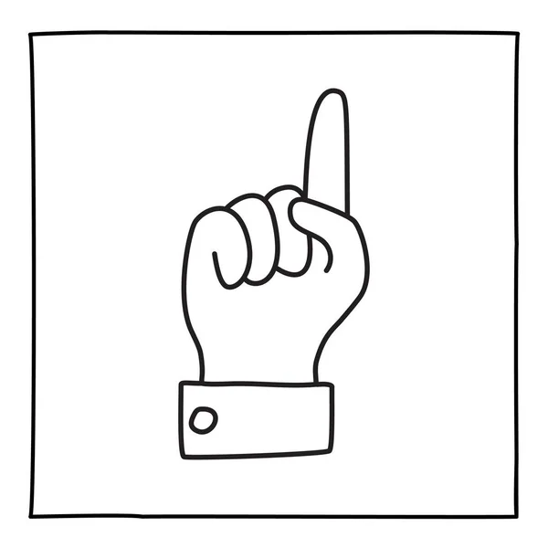 Doodle Handflata Med Finger Pekande Upp Hand Dras Gest Symbol — Stock vektor