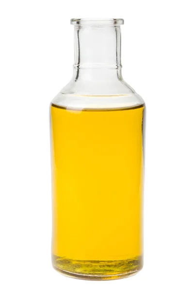 Bottiglia Con Olio Senza Tappo Isolata Bianco — Foto Stock