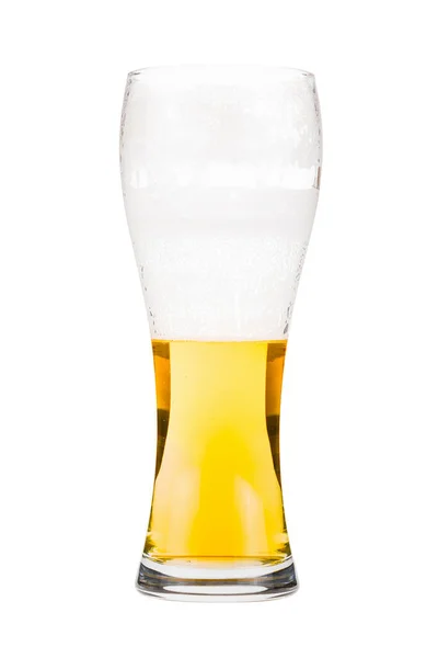 Bicchiere di birra alto quasi pieno di birra lager — Foto Stock