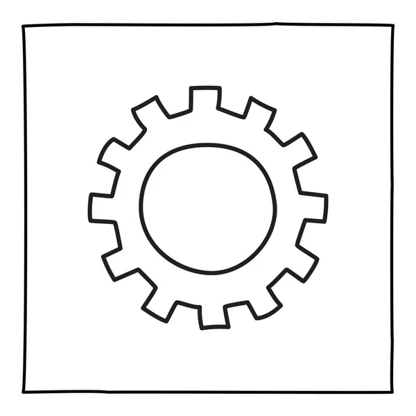 Значок Логотип Шестерни Нарисованный Руки Тонкой Черной Линией Графический Элемент — стоковый вектор
