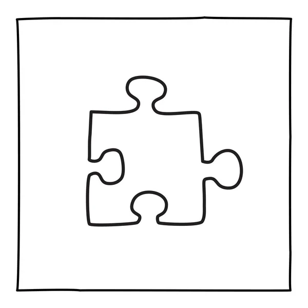 Ikona Doodle Puzzle Lub Logo Ręcznie Rysowane Cienką Czarną Linią — Wektor stockowy