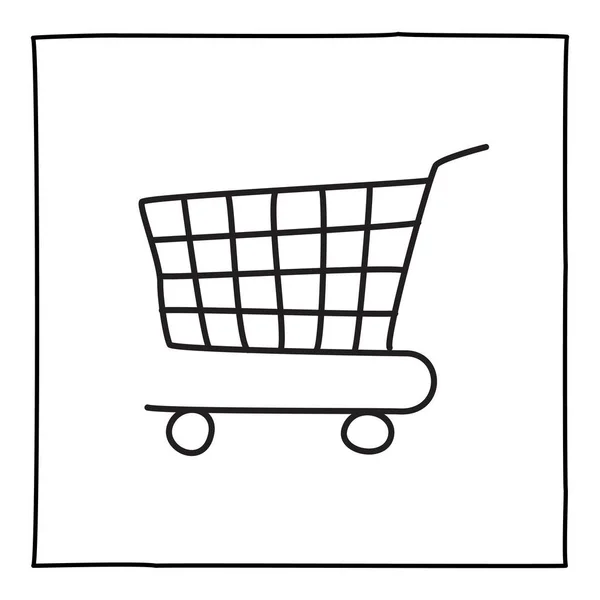 Doodle Shopping Cart Icon Logo Hand Drawn Thin Black Line — Stock Vector