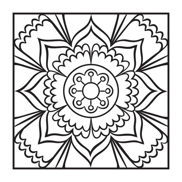 Doodle Mandala Coloring Page Outline Floral Design Element Coloring Book — Stock Vector