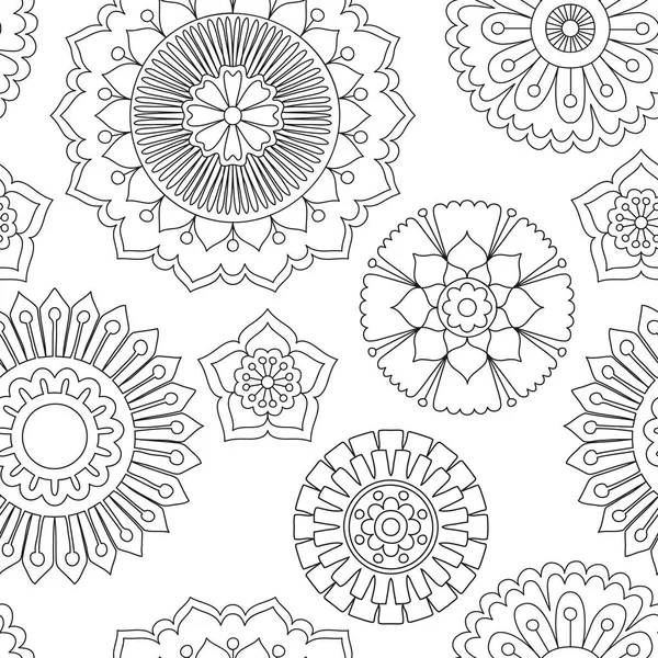 Seamless floral zentangle pattern coloring book illustration — Stock Vector
