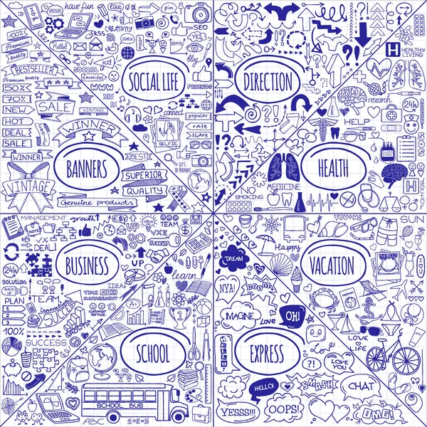 Mega set di icone di doodle — Vettoriale Stock
